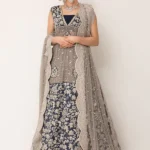 Pastel Tissue Bridal Ensemble with Antique Silver Work