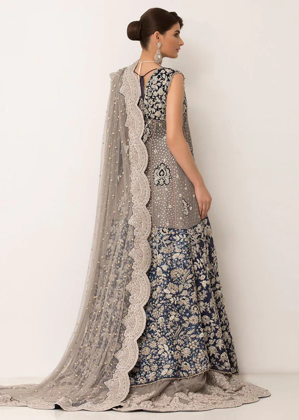 Pastel Tissue Bridal Ensemble with Antique Silver Work - Image 4