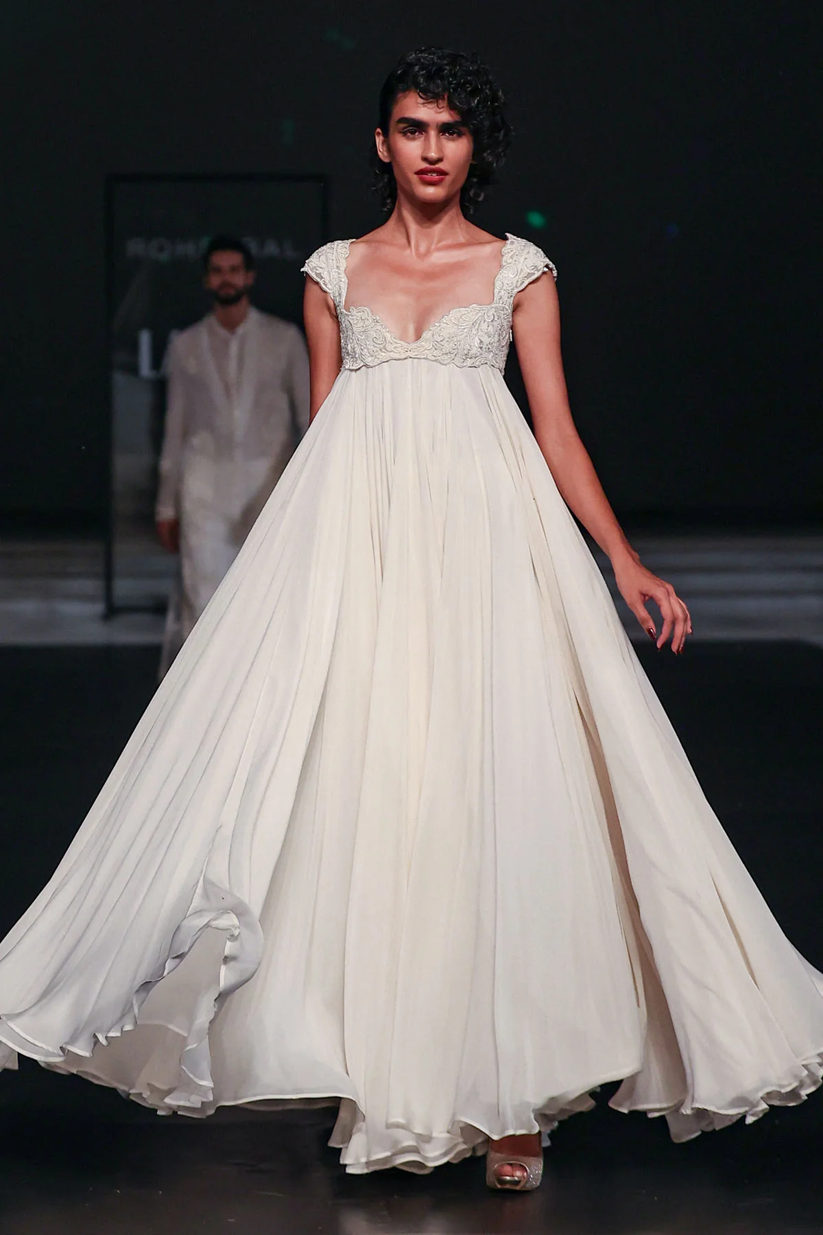 Ivory Chiffon and Chanderi Anarkali Set - Image 6