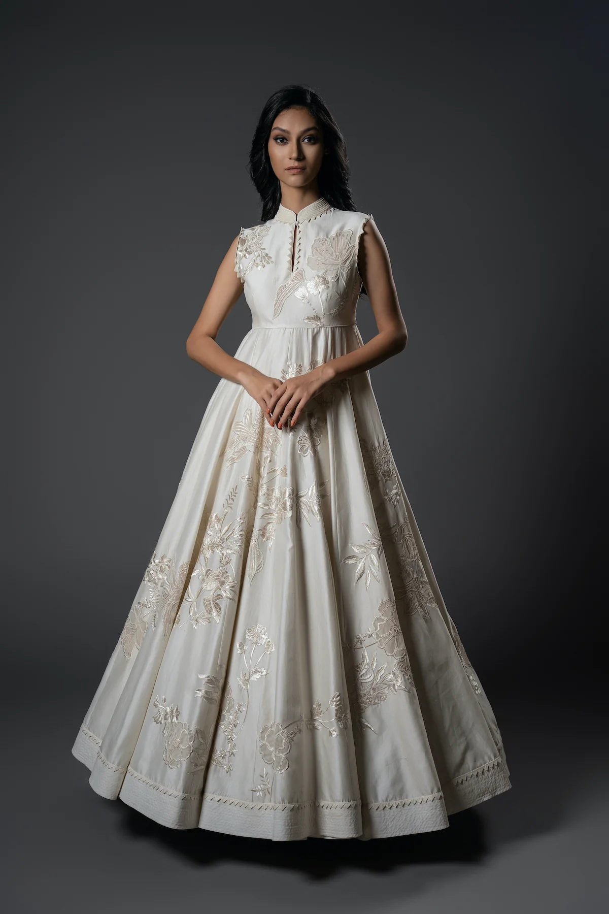 Ivory Chanderi Resham Embroidered Anarkali Set - Image 4