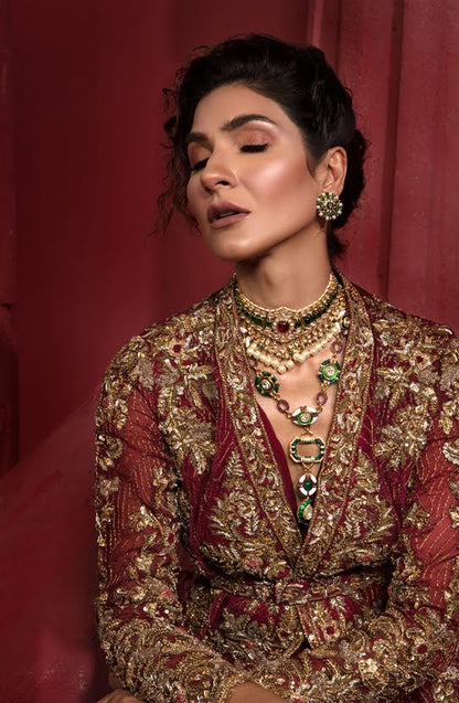 Elegant Red Organza Shirt and Jacket Set - Image 4