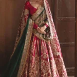 Luxurious Raw Silk Bridal Lehenga with Dual Organza Dupattas