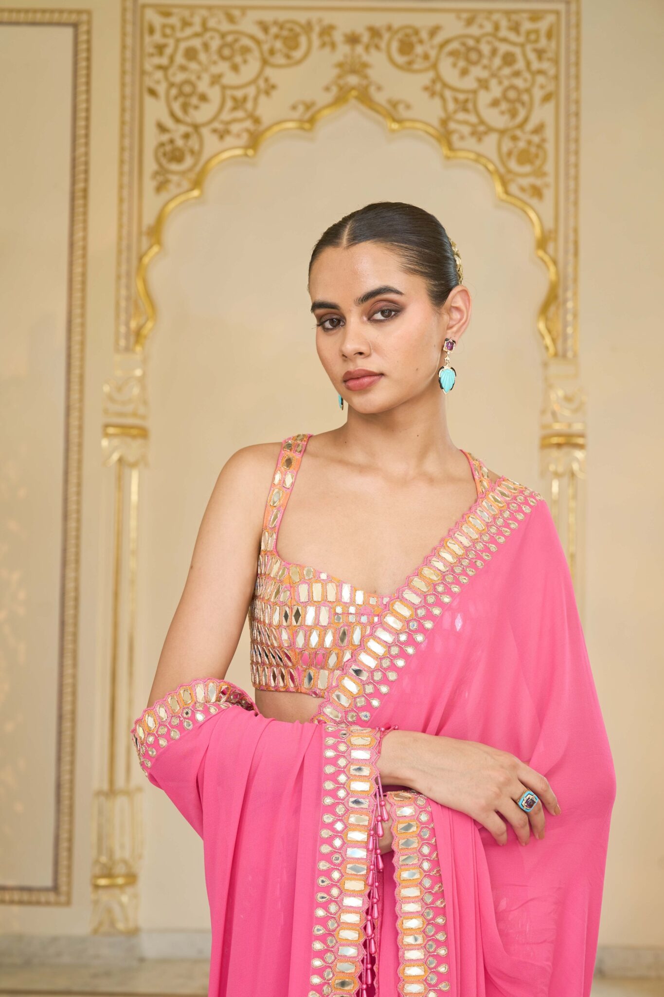 Blush & Gold Heritage Sari Set - Image 5