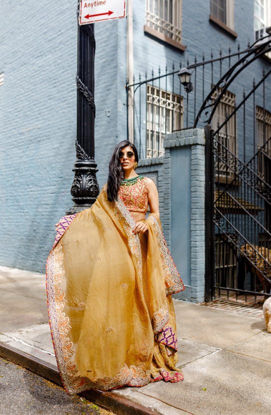 Embellished Chiffon Lehenga with Raw Silk Choli - Image 3