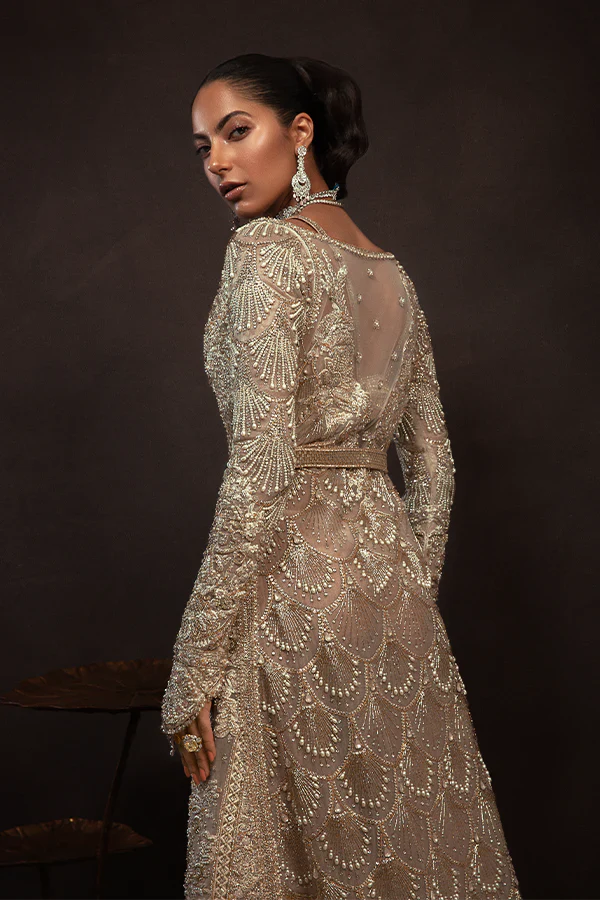 Silver-Pink Bridal Lehenga Gown - Image 4