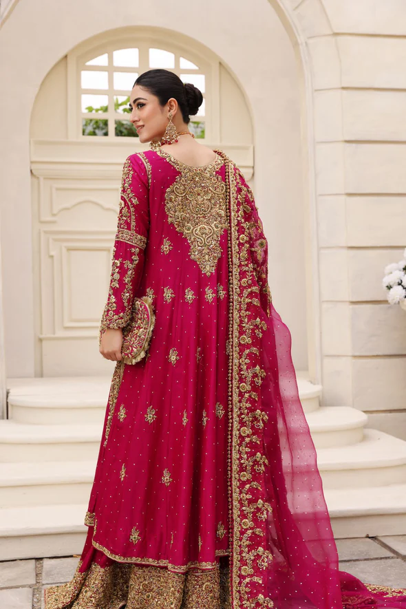 Royal Magenta Zardosi Bridal Ensemble - Image 6