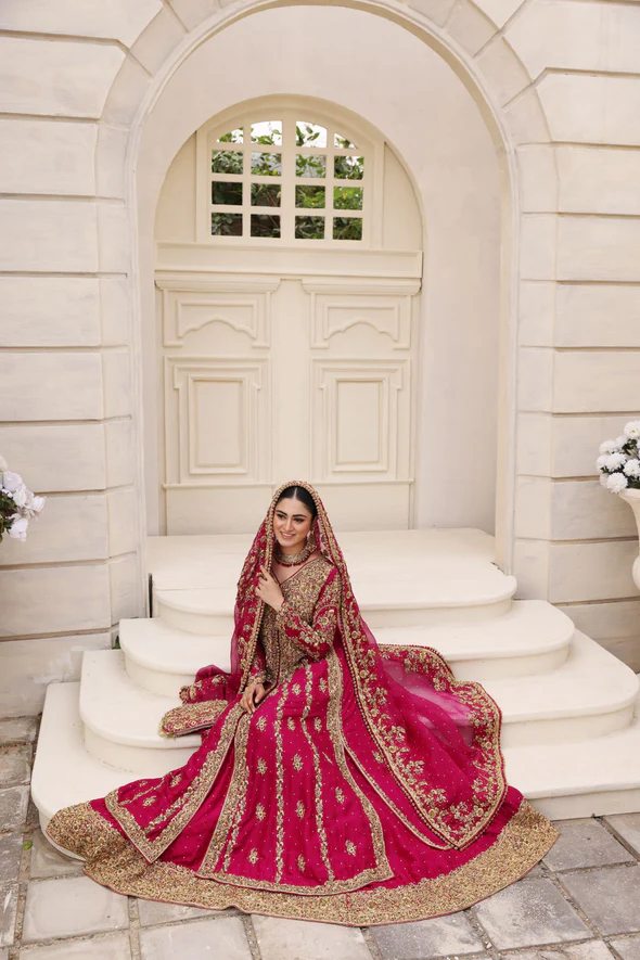 Royal Magenta Zardosi Bridal Ensemble - Image 4