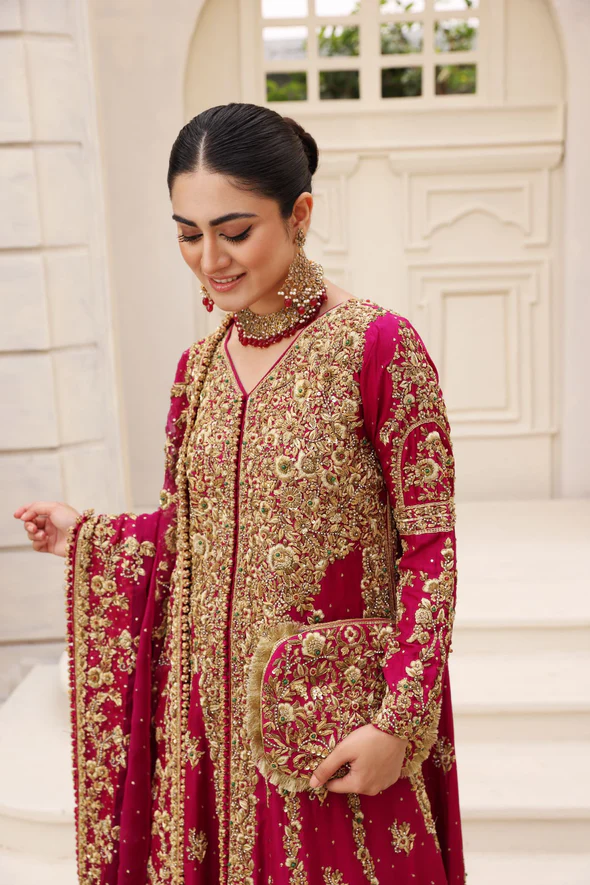 Royal Magenta Zardosi Bridal Ensemble - Image 3