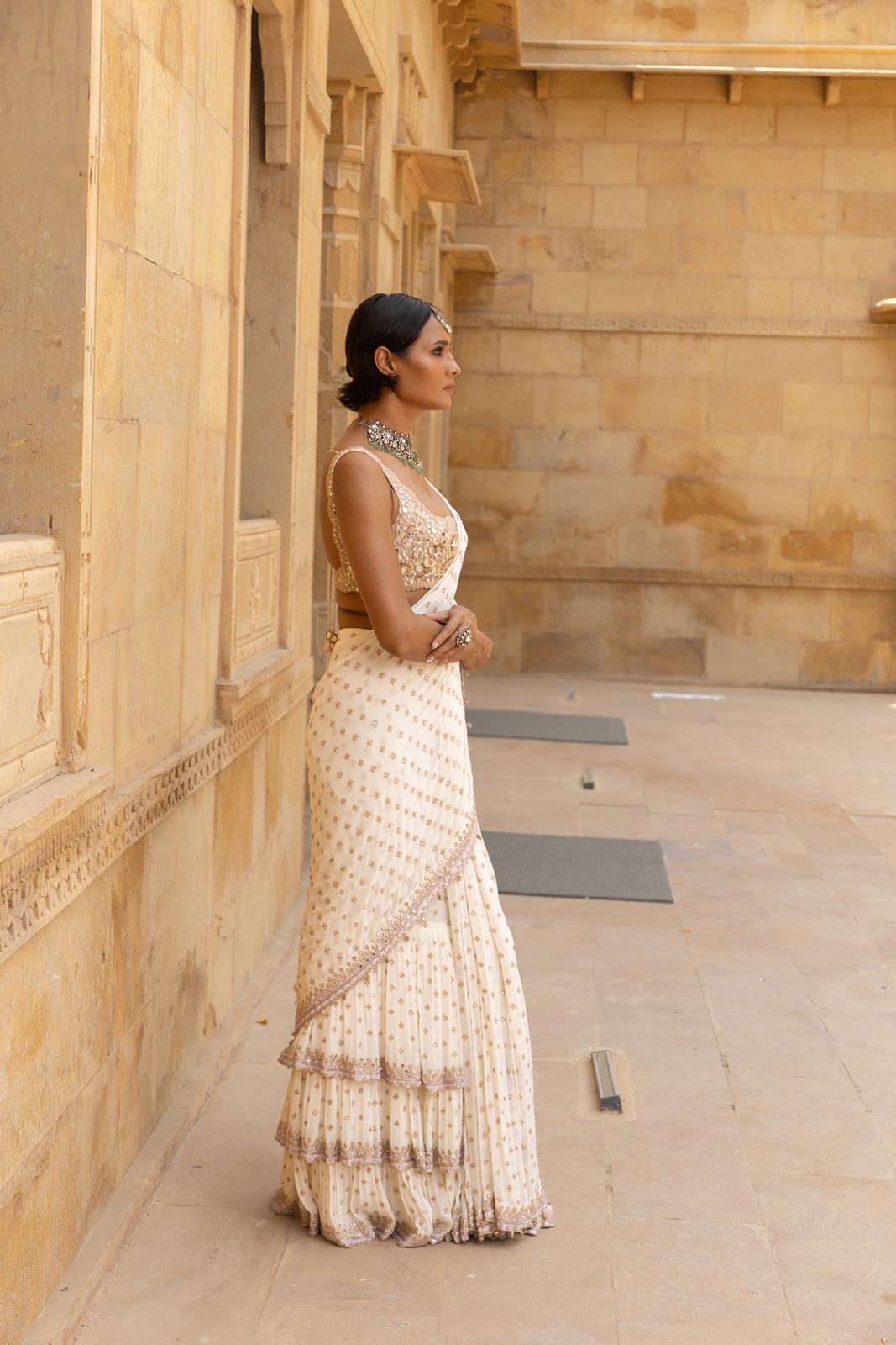 Vanilla Elegance Sari Ensemble - Image 2