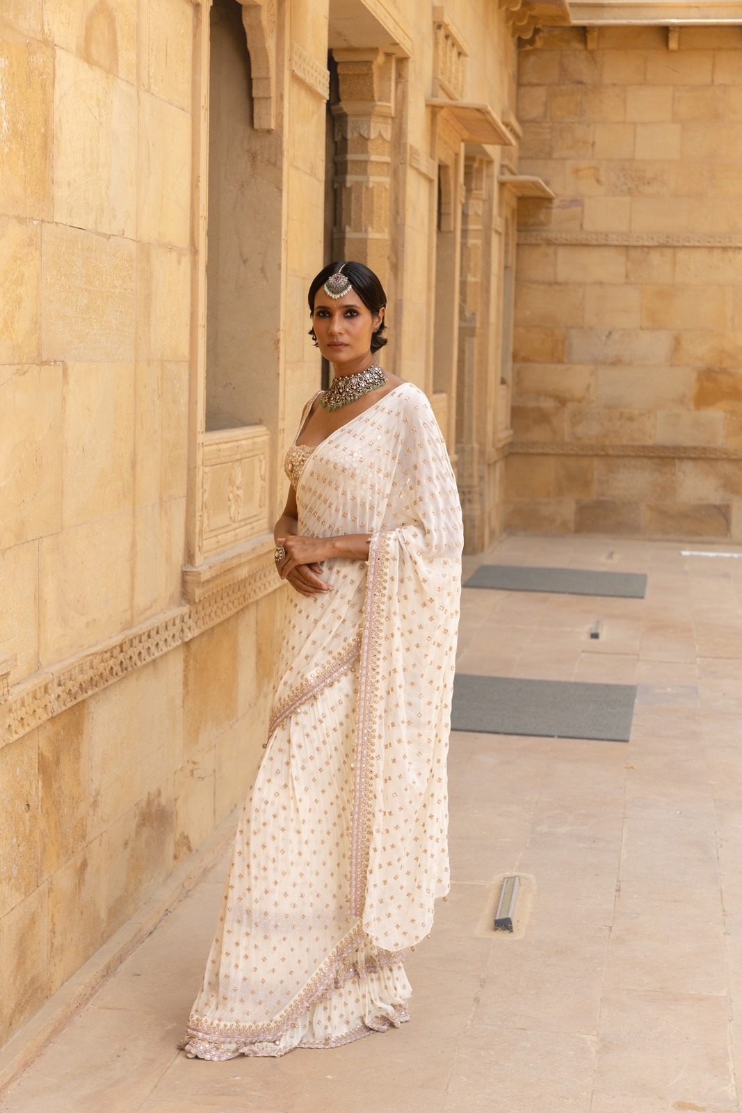 Vanilla Elegance Sari Ensemble - Image 3